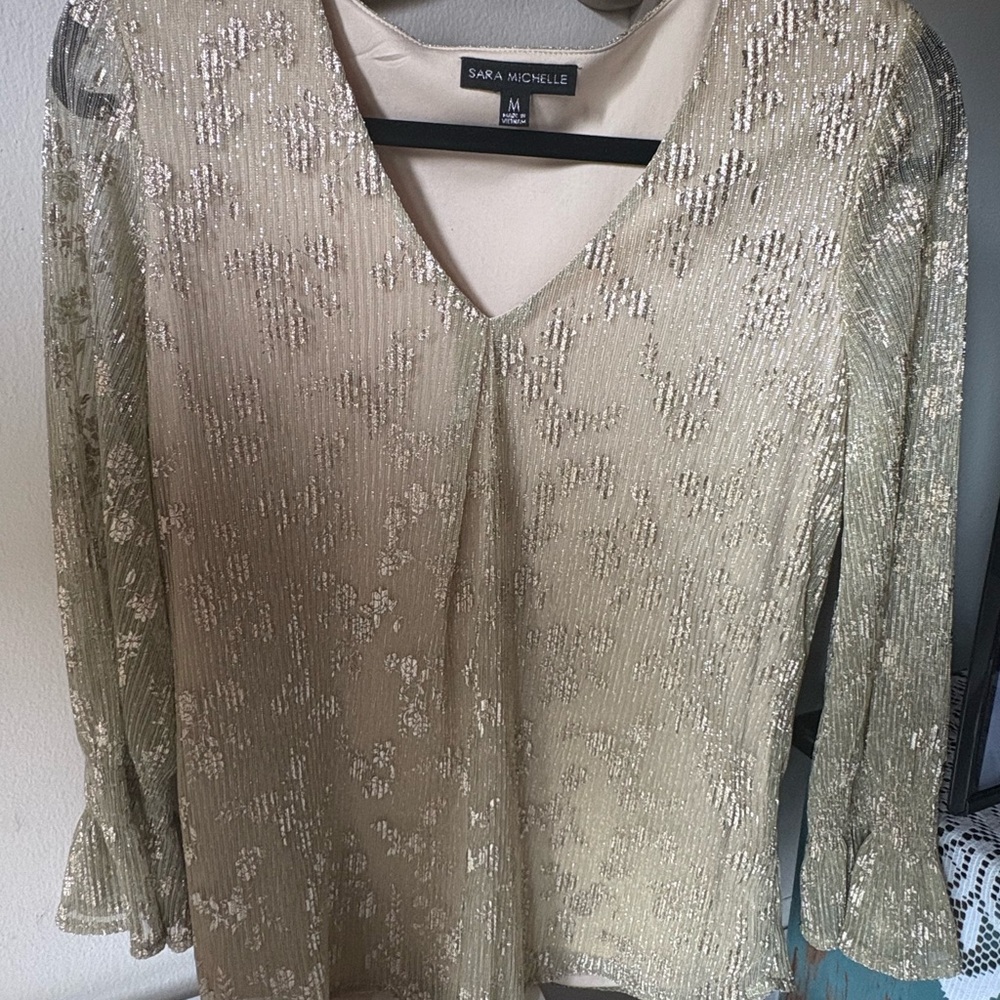 Sara Michelle Gold Sequin Women's Top